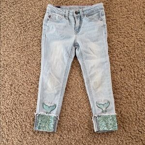 Vigoss Light Blue Jeans with Green Sequin Cuffs